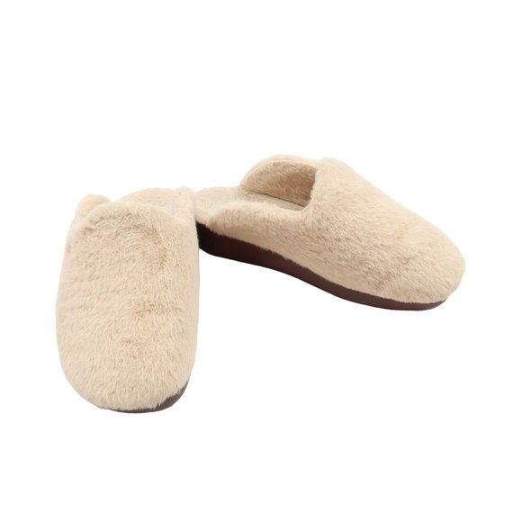 Alegria Shoes - ALEGRIA Cream Faux Fur Scuff Clog Style Rubber Sole Slippers Size 9
